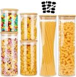 6 Pack Glass Storage Jars with Bamboo Lids alternate 1