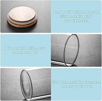 6 Pack Glass Storage Jars with Bamboo Lids cover
