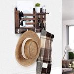 Rustic Wood Wall Mounted Key and Mail Holder alternate 1