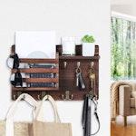 Rustic Wood Wall Mounted Key and Mail Holder alternate 2