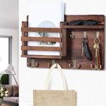 Rustic Wood Wall Mounted Key and Mail Holder alternate 3