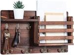 Rustic Wood Wall Mounted Key and Mail Holder alternate 4