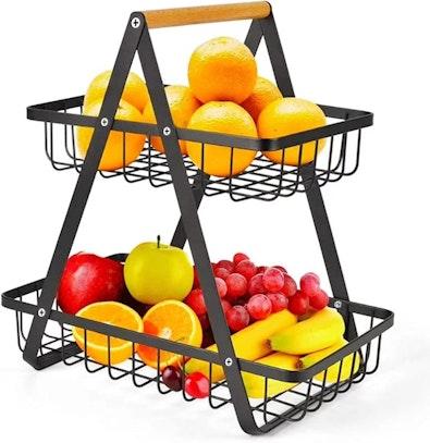 2-Tier Fruit Basket Stand for Kitchen Countertop cover