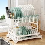 2-Tier Dish Drying Rack with Drainage Tray (Black) thumbnail
