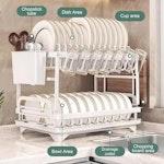 2-Tier Dish Drying Rack with Drainage Tray (Black) alternate 2