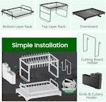 2-Tier Dish Drying Rack with Drainage Tray (Black) alternate 7