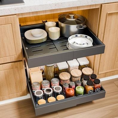 3 Pack Pull Out Cabinet Organizer (Grey) cover