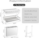 2-Tier Dish Drying Rack with Drainage Tray (White) alternate 1
