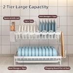 2-Tier Dish Drying Rack with Drainage Tray (White) alternate 3