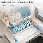 2-Tier Dish Drying Rack with Drainage Tray (White) alternate 4