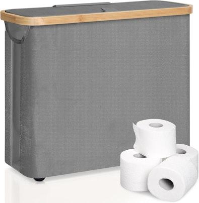Toilet Paper Storage Basket Holds (Grey) cover
