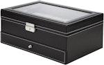 Black Leather 12-Slot Watch & Jewelry Case alternate 1