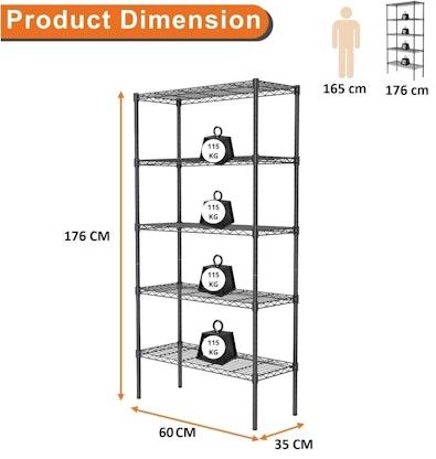 5-Tier Adjustable Metal Storage Shelves Wire Rack cover