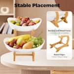 2-Tier Ceramic Fruit Bowl Basket with Bamboo alternate 4