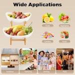 2-Tier Ceramic Fruit Bowl Basket with Bamboo alternate 7