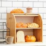 Large Bamboo Bread Box Storage Organizer alternate 2
