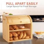 Large Bamboo Bread Box Storage Organizer alternate 3