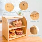 Large Bamboo Bread Box Storage Organizer alternate 4