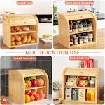Large Bamboo Bread Box Storage Organizer alternate 6