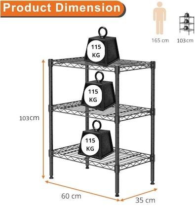 3-Tier Adjustable Metal Storage Shelves Wire Rack cover