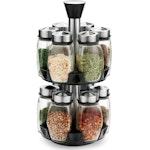 Rotating Spice Rack Organizer with 16 Glass Jars
