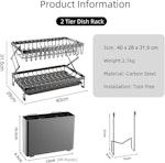 2-Tier Dish Drying Rack with Drainage Tray (Black) alternate 1