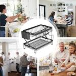 2-Tier Dish Drying Rack with Drainage Tray (Black) alternate 7