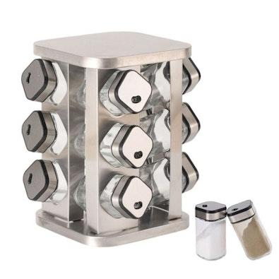 Rotating Spice Rack Organizer with 20 Glass Jars cover
