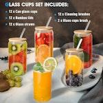 12-Pack Glass Cups with Bamboo Lids & Straws alternate 1