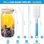 12-Pack Glass Cups with Bamboo Lids & Straws alternate 2