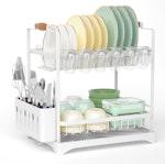 2-Tier Large Dish Drying Rack (White) alternate 1