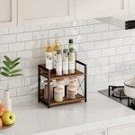2-Tier Countertop Shelf Organizer Rustic Wood alternate 2