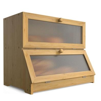 Double Layer Bamboo Bread Box cover