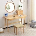 Bamboo Wall Mirror with Leather Strap alternate 2