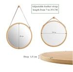 Bamboo Wall Mirror with Leather Strap alternate 6