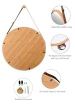 Bamboo Wall Mirror with Leather Strap alternate 7