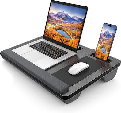 Oversized Portable Lap Desk with Cushion (Brown) cover