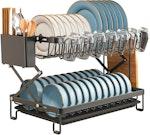 2-Tier Dish Drying Rack with Drainage Tray (Black) thumbnail