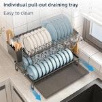 2-Tier Dish Drying Rack with Drainage Tray (Black) alternate 4
