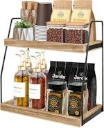 2-Tier Wooden Coffee Station Rack Organizer thumbnail