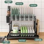 2-Tier Dish Drying Rack with Drainage Tray (Black) alternate 3