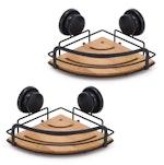 2 Pack Round Bamboo Corner Shower Caddy thumbnail
