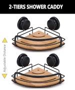 2 Pack Round Bamboo Corner Shower Caddy alternate 2