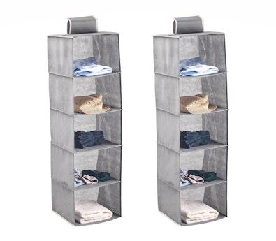 2 Pack 5-Tier Shelf Hanging Closet (Grey) cover