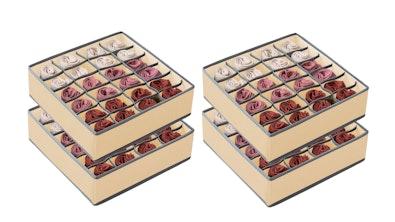Set of 4 Fabric Drawer Organizer (Beige) cover