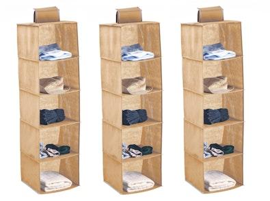 3 Pack 5-Tier Shelf Hanging Closet (Beige) cover