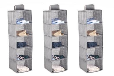 3 Pack 5-Tier Shelf Hanging Closet (Grey) cover