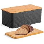 Bread Bin with Bamboo Lid Black thumbnail
