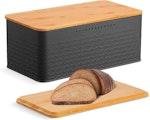 Bread Bin with Bamboo Lid Black alternate 1
