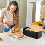 Bread Bin with Bamboo Lid Black alternate 6